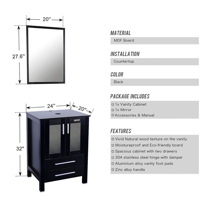 Orren Ellis Olivette 24'' Freestanding Single Bathroom Vanity with